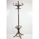 Stained Beechwood Bentwood Cloak and Stick Stand, approx. 188cm high