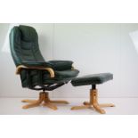 Swedish Mobel Team ' The Easy Chair ' Swivel Lounge Chair with matching footstool, both