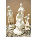 Four Reconstituted Stone Garden Statues of Classical Maidens, tallest 61cm