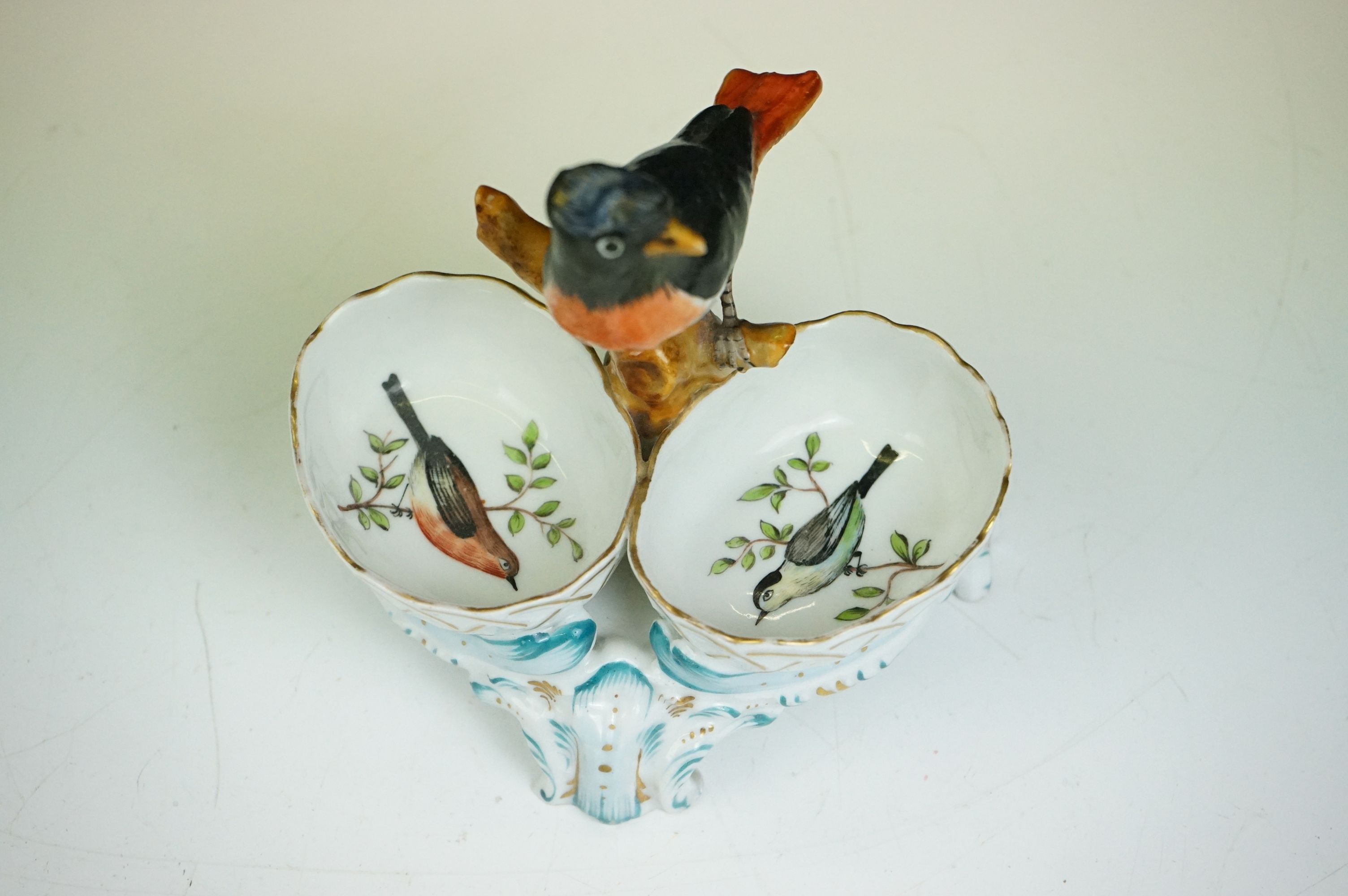 Group of three 19th Century porcelain pieces, comprising: a putti riding a flower encrusted swan, - Image 10 of 19