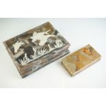 A vintage trinket box with gilt hinges together with a jewellery box with Duck decoration to the