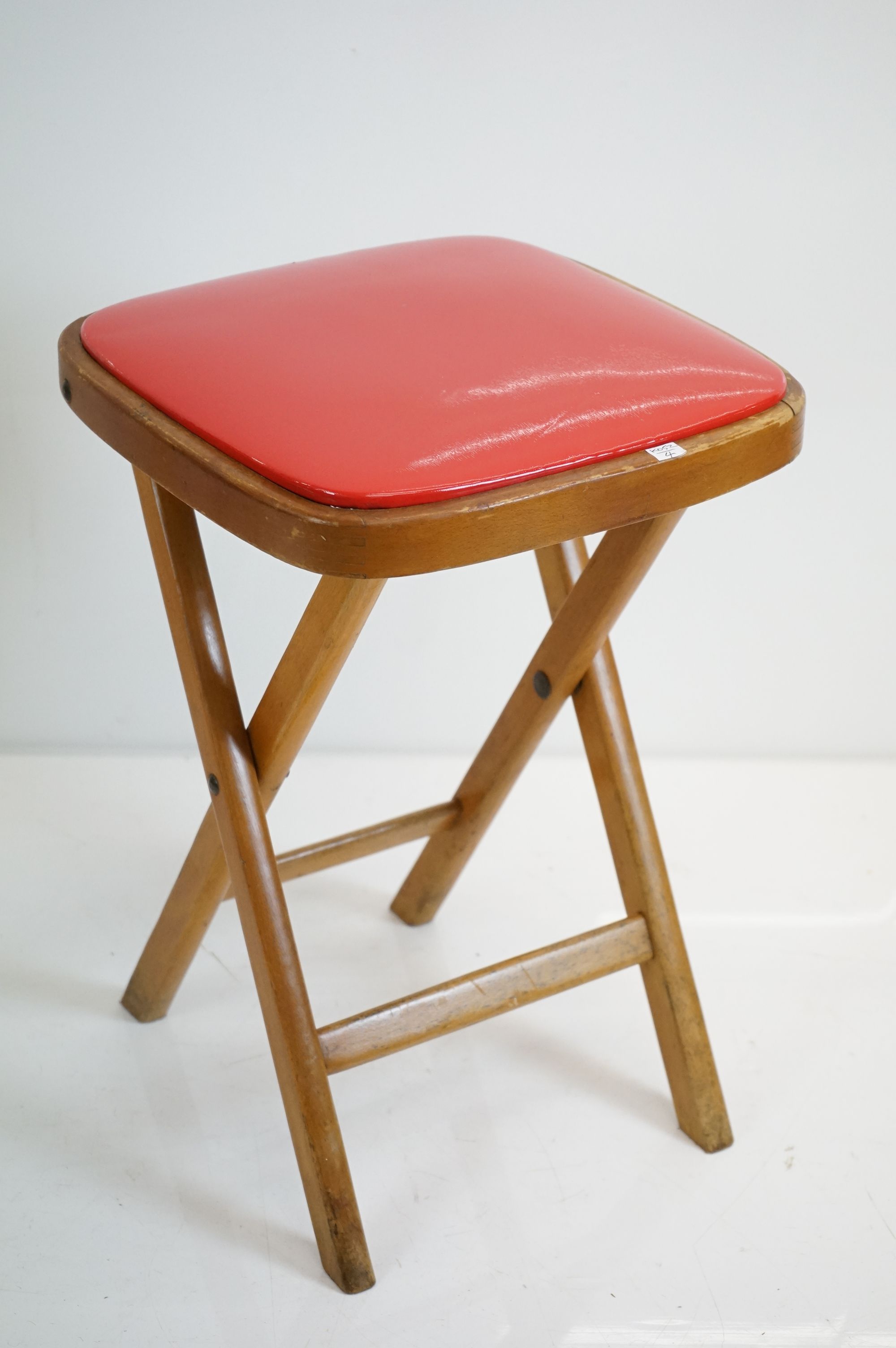 Pair of 1960s folding kitchen stools, 50cm high - Image 2 of 11