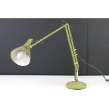 Mid 20th century Herbert Terry anglepoise desk lamp, overpainted green