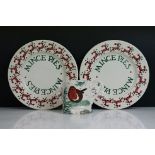 Emma Bridgewater - Two ' Mince Pies ' Christmas plates (22cm diameter) and a Robin mug (10cm high)