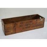 Early 20th century pine trug advertising ' Percy Sercombe West Country Ltd Plymouth ', 89cm long x