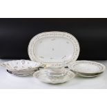 Early 19th century Crown Derby dinnerware, 6 pieces similarly decorated with hand painted floral &