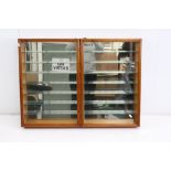 Pine Wall Hanging Collector's Display Cabinet, the two glazed doors opening to seven glass shelves