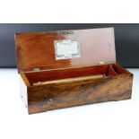 Nicole Freres 19th century 6-airs music box, housed within a rosewood case with inlay to lid, the