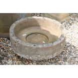 Reconstituted Stone Circular Sink / Low Bird Bath on Stand, 60cm diameter x 34cm high