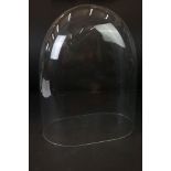 Glass display dome of flattened oval form. Measures approx 41cm high