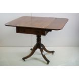 19th century Mahogany Drop Flap Table with drawer to one end and faux drawer to the other, raised on