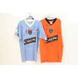 Football Shirts / Autographs - Two NME Carling Cup Charity number 4 shirts, a blue M size and an