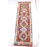 Woolen Hand Knotted Chobi Kilim Runner, 202cm x 61cm