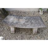 Reconstituted Stone Curved Garden Bench, 118cm long x 50cm high