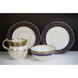 18th / 19th century Crown Derby - A pair of lunch plates (24cm diameter, puce makers marks) the