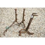 Two Pairs of 18th / 19th Iron Fire Andirons, tallest 49cm