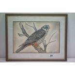 Study of a bird of prey, pencil with watercolour highlights, signed 'G F Phillips' lower right, 29 x