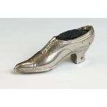 Late 19th / Early 20th century White Metal Shoe Pin Cushion