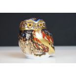 Royal Crown Derby Imari ' Little Owl ' paperweight with gold stopper, 8cm high