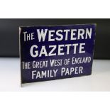 Advertising - The Western Gazette double sided wall sign, with white lettering on blue ground.