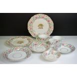 Group of early 19th century Crown Derby tea & dinner ware, with polychrome & gilt hand painted