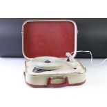 1960's Retro ' Fidelity ' Portable Record Player fitted in a Red and White Case, 37cm wide