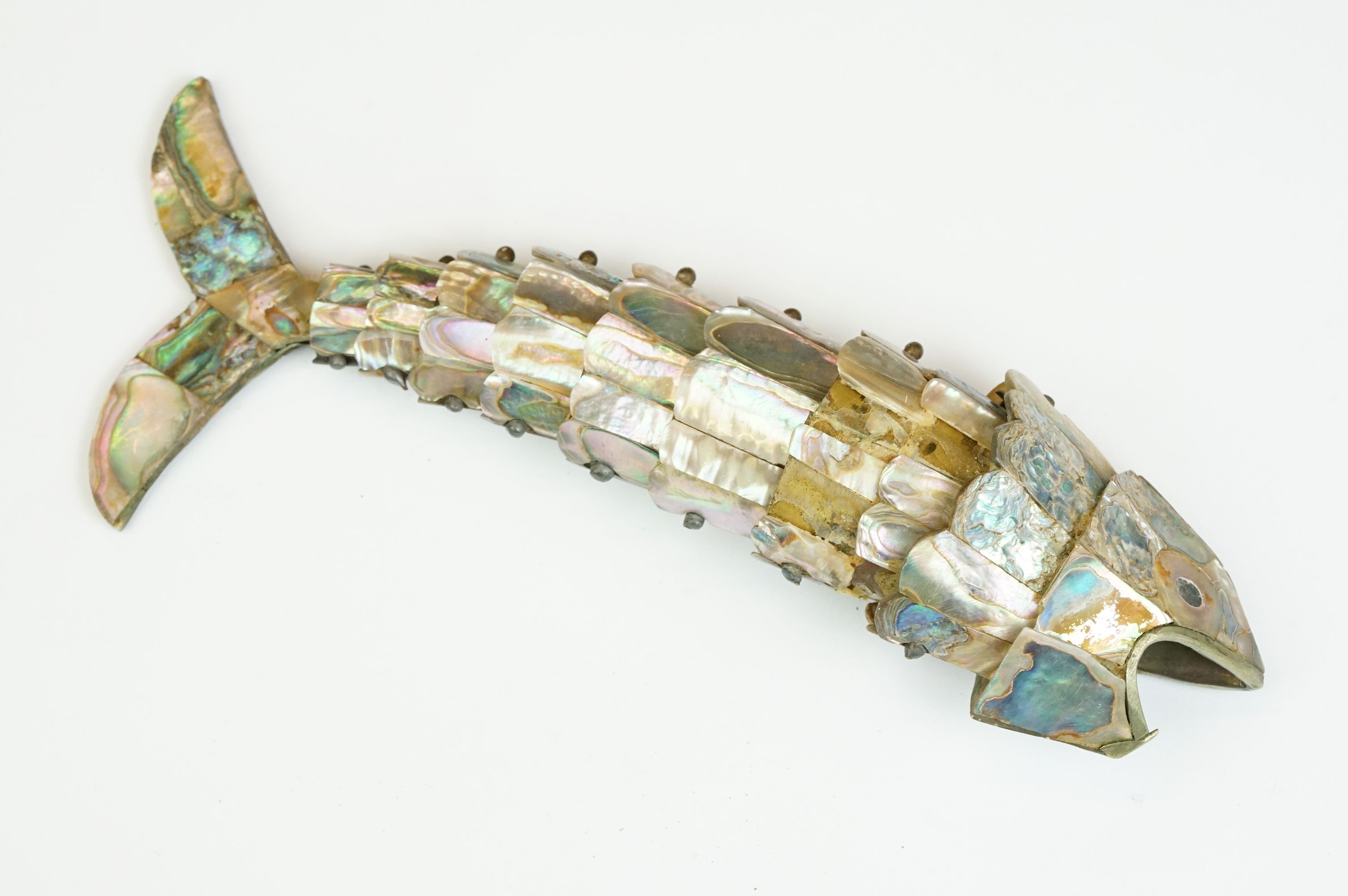 A Large Abalone Articulated Fish Bottle Opener, approx 19cm in length. - Image 2 of 6