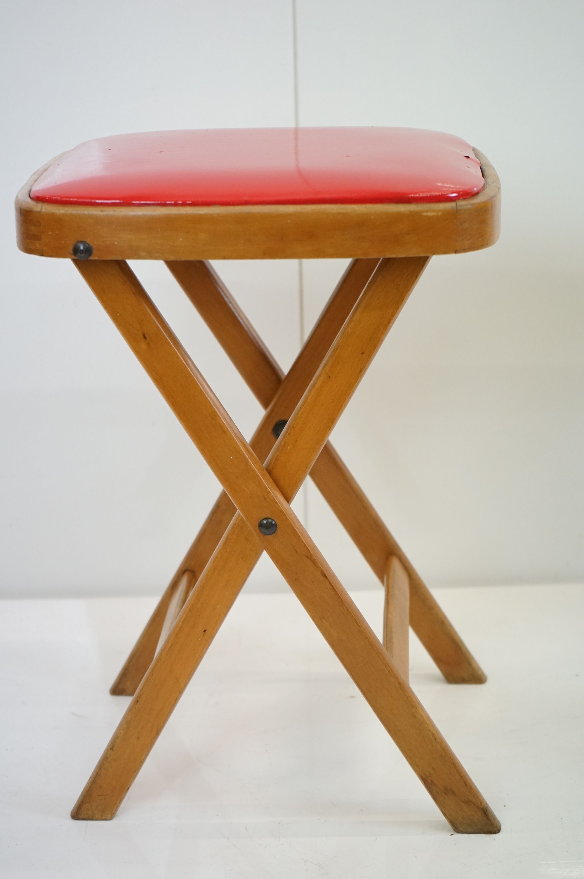 Pair of 1960s folding kitchen stools, 50cm high - Image 6 of 11