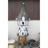 Large Painted Wooden Dovecote in the form of a Tudor House, approx. 187cm high