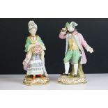 Two late 19th / early 20th century Meissen porcelain figures to include ' The Race Goers Companion '