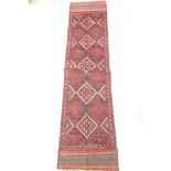 Woolen Hand Knotted Meshwani Runner Rug, 237cm x 59cm