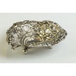 Silver Pierced Dish with embossed scrolling decoration, Birmingham 1910, 9cm long