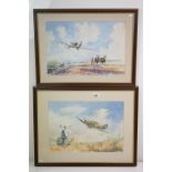 Kenneth Cooper, horses ploughing with spitfire flying overhead, signed 'Kenneth Cooper' lower right,