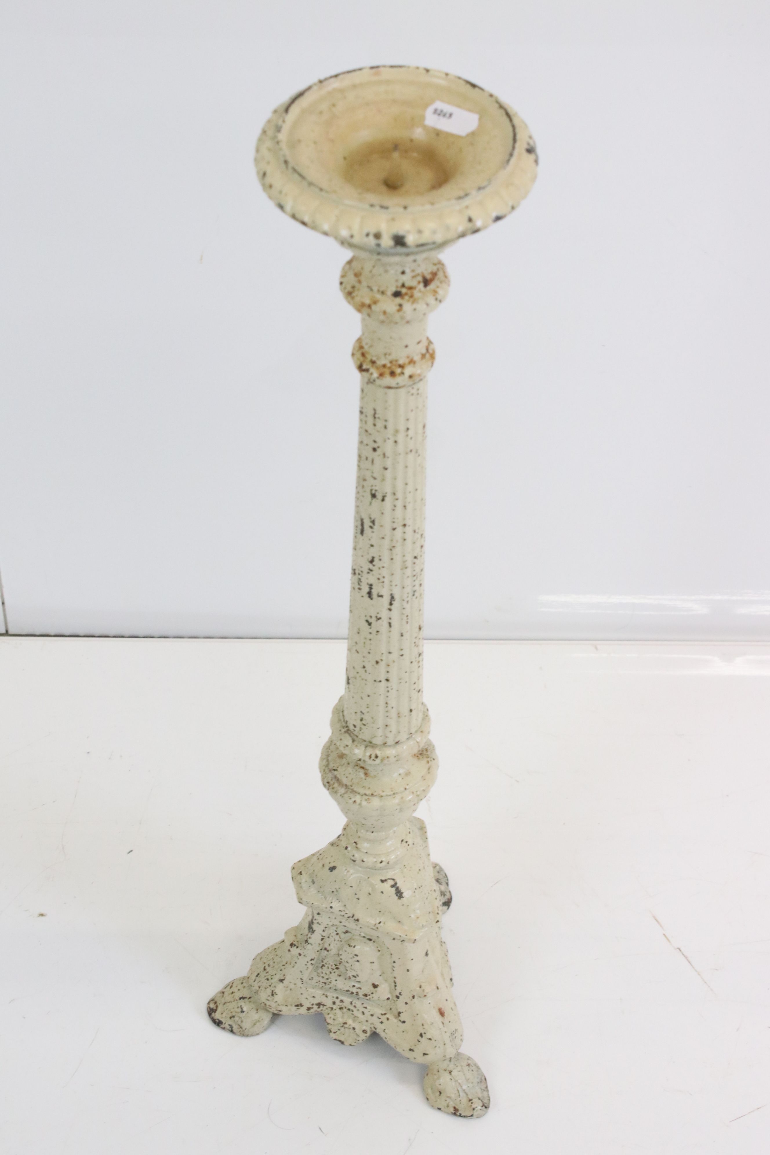 Cast Iron Painted Tall Candlestick / Prick, 70cm high