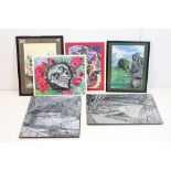 Wounded soldier, print, 39.5 x 28cm, framed and glazed, Avebury stones, pastel, framed and glazed,