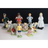 Group of porcelain figures to include 4 x Beswick Beatrix Potter (Little Pig Robinson (gold