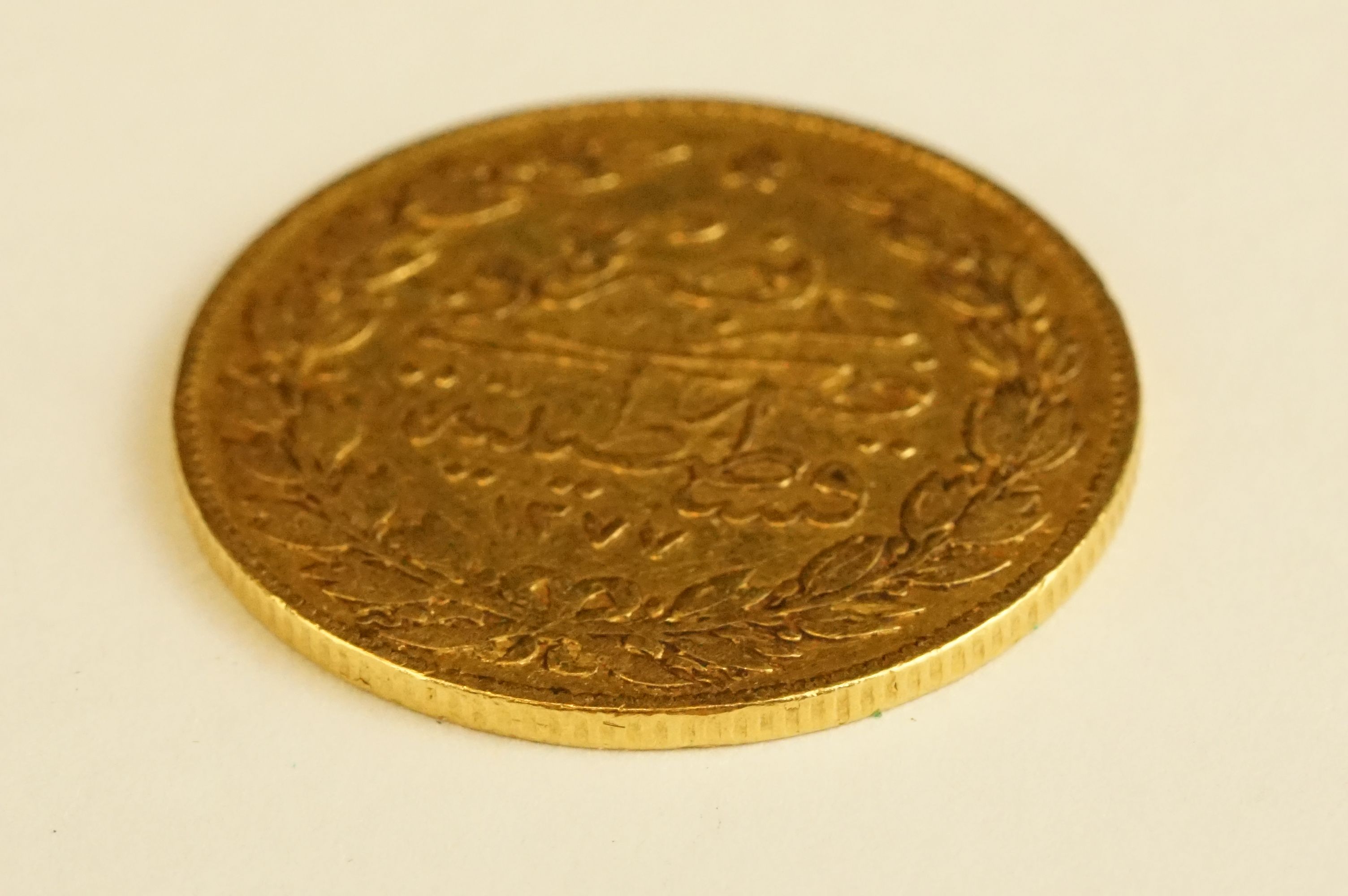 An antique Ottoman Kurush gold coin, approx 7.3g - Image 3 of 3