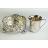 WMF Silver Plate Christening Cup with an embossed ' Bambi ' design, 7.5cm high together with