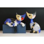 Two Goebel cat figures by Rosina Wachtmeister to include ' Giulia ' and ' Gino ' (tallest 21cm high)