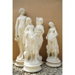 Four Reconstituted Stone Garden Statues of Classical Maidens, tallest 79cm