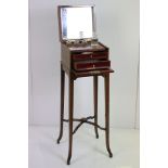 Edwardian Mahogany Travelling Dressing Box Table on Stand or Necessaire on Stand, the hinged top