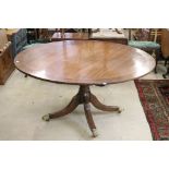 19th century style Mahogany Inlaid Circular Tilt Top Breakfast Table raised on a turned pedestal