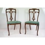 Pair of Anglo Indian Carved Side Chairs, possibly Padauk, 97cm high