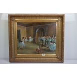 Ballet class scene, oil on canvas, 49 x 59cm, gilt framed