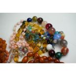 A collection of vintage beaded costume jewellery necklaces