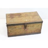 19th century pine tack box, 66cm wide x 30cm high