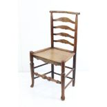 19th century Ash Ladderback Chair with solid seat, 48cm wide x 88cm high