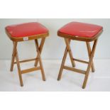 Pair of 1960s folding kitchen stools, 50cm high