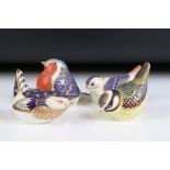 Four Royal Crown Derby Imari bird paperweights to include Robin, Blue Tit, Wren and Goldcrest (all