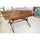 Early 19th century Mahogany Library or Sofa Table with two drop flaps, two sets of drawers to the